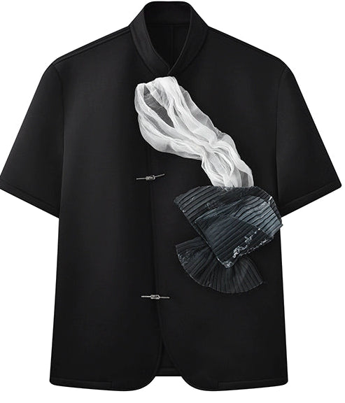 JIECHI short-sleeved men's appliqué shirt - KAANAN.