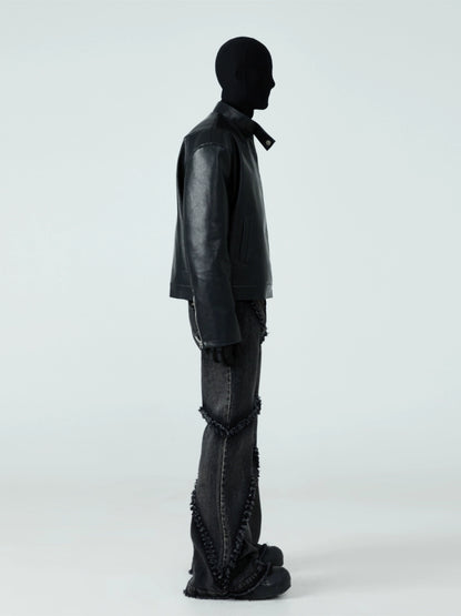 FRKM SCD 23 F W PU leather short slim stand-up collar jacket - QUITE.