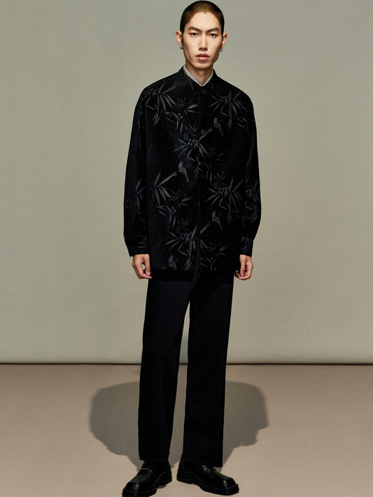 OWNLIFE bamboo sparrow chenille velvet jacquard jacket - JOSIE.