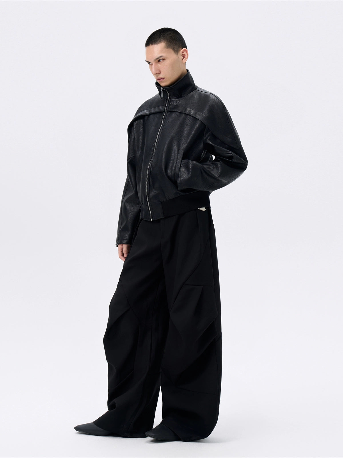 FRKM SCD Cracked Waist Leather Curved Split Short Jacket - MARION.