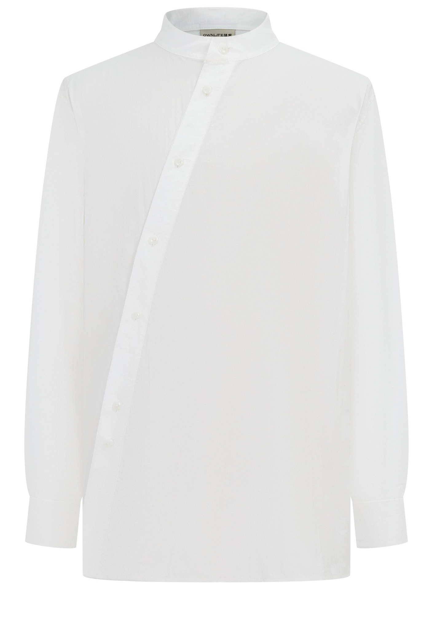 OWNLIFE stand-up collar slant breasted long sleeve shirt - TOPH.