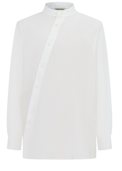 OWNLIFE stand-up collar slant breasted long sleeve shirt - TOPH.