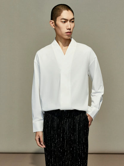 OWNLIFE cross-collared shirt Hanfu bamboo fiber texture - ROB.