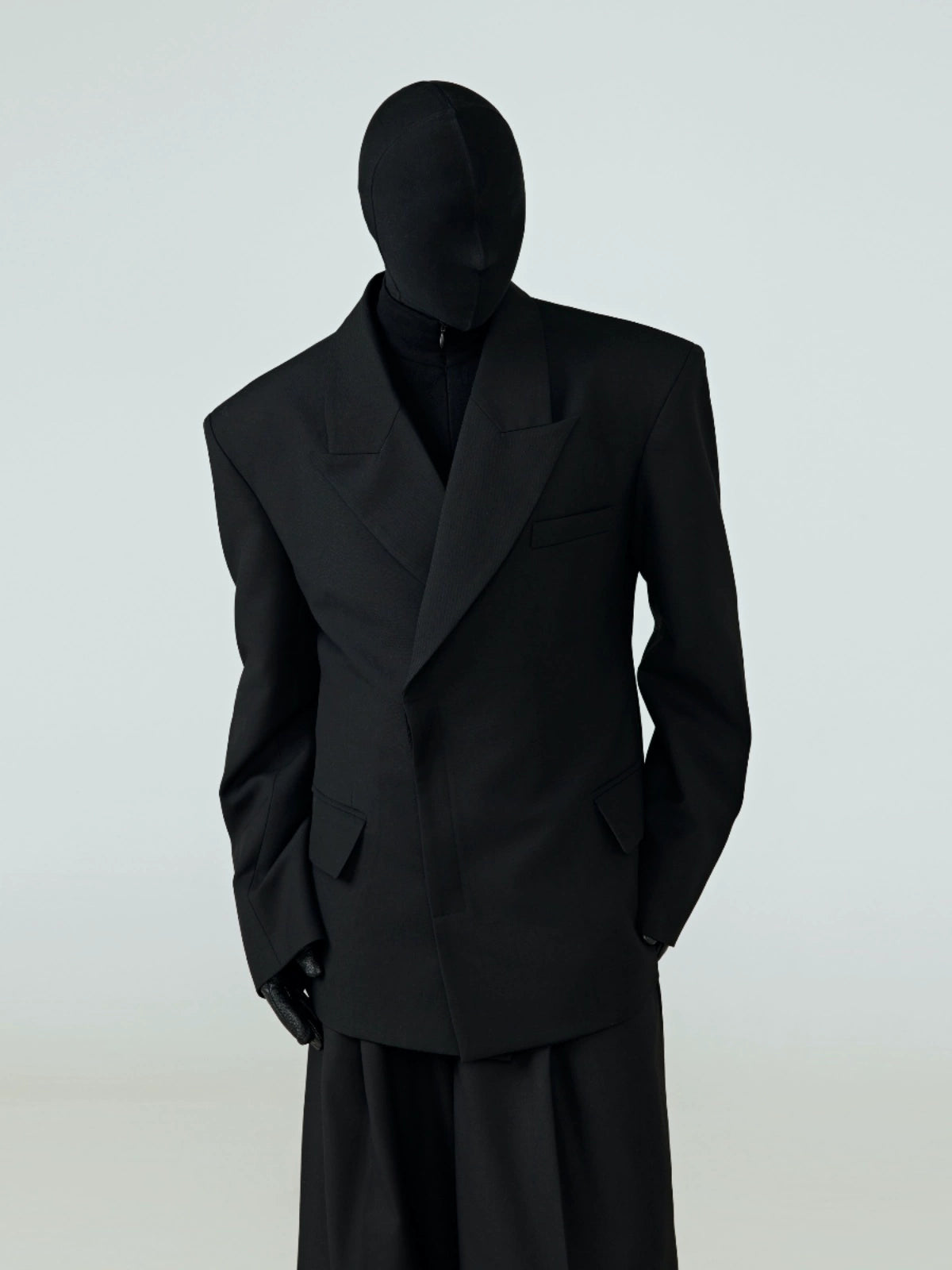 FRKM SCD  Nipped-in Waist Drap Inverted Triangle Fit Black Suit - SUNNY.