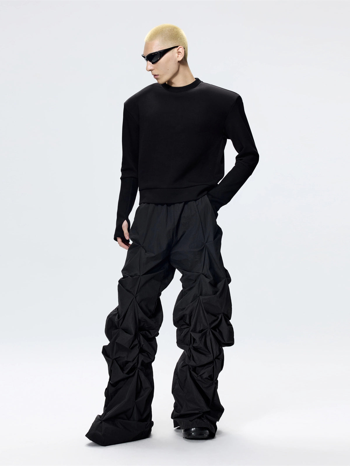 FRKM SCD Staple Embellished Inverted Triangle Metal Rivets Sweatshirt- STORM.