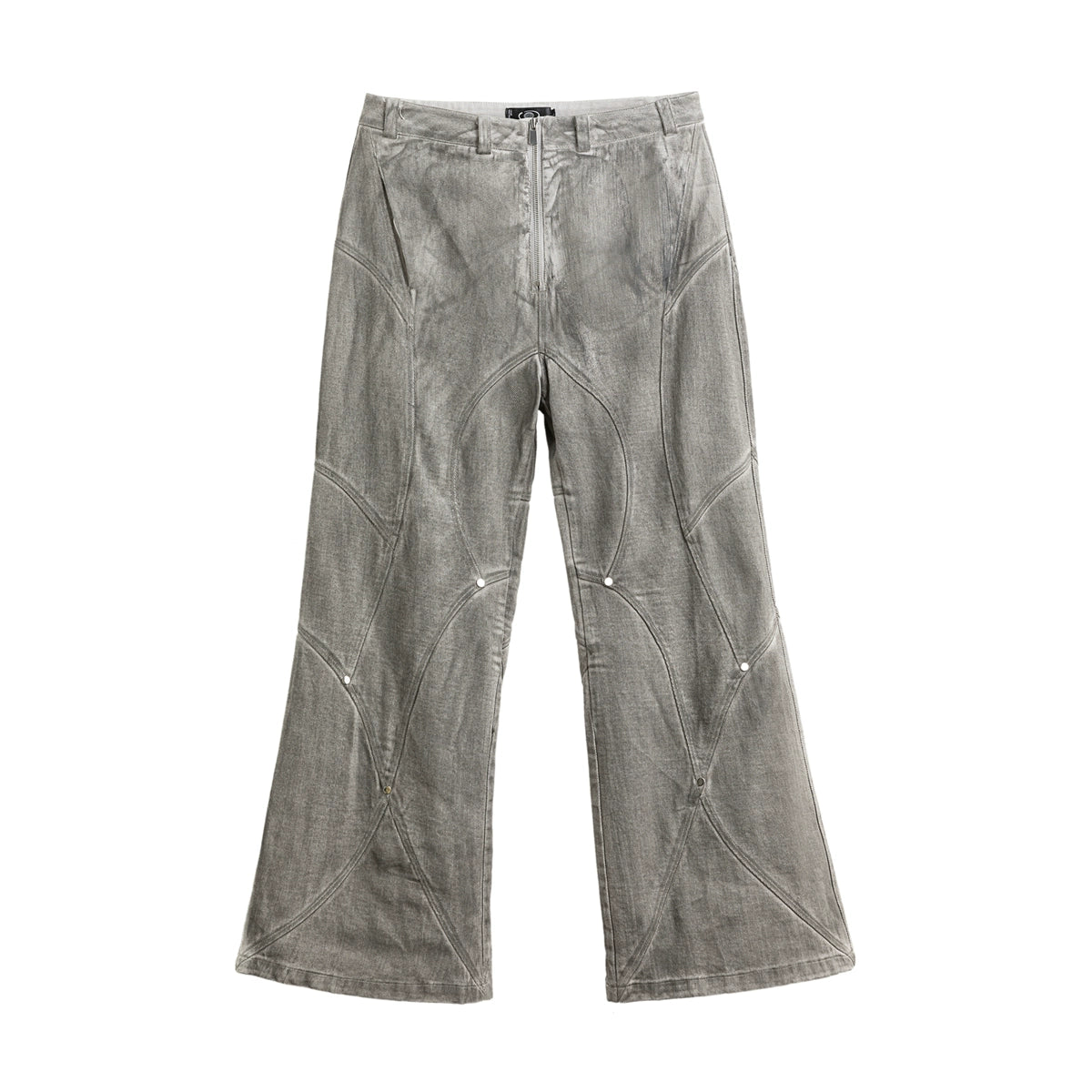 FRKM SCD Dirty Wash Distressed Jeans Wide Leg Studded Pants - GARDEN.