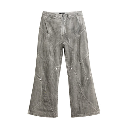 FRKM SCD Dirty Wash Distressed Jeans Wide Leg Studded Pants - GARDEN.