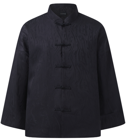 OWNLIFE  jacquard stand collar black coat - BARRY.