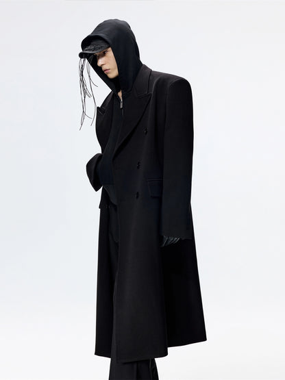 FRKM SCD Tweed Loose Black Shoulder Padded Thickened Coat- LIONEL.
