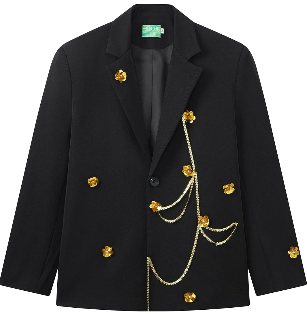 JIECHI  loose embellished black suit - FREDDIE.