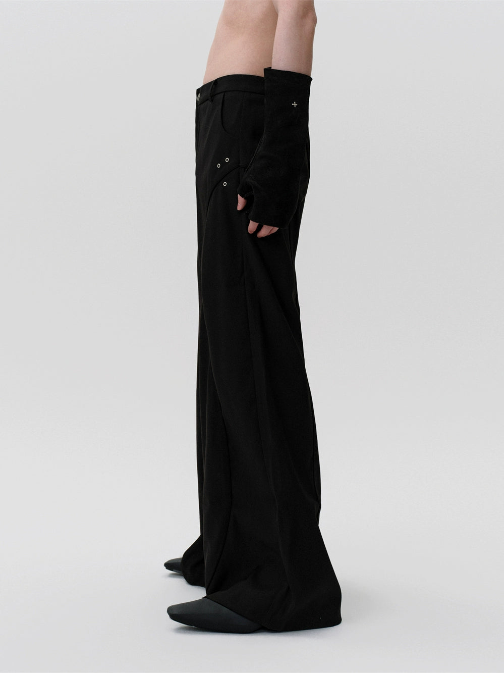 FRKM SCD Handmade Air Eye Bound Black Loose Wide-Leg Pants- ERNEST.