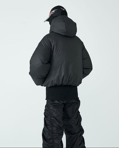FRKM SCD FW 90 White Duck Down Thick Hooded Neutral Short Jacket - MALCOLM.