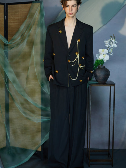 JIECHI  loose embellished black suit - FREDDIE.