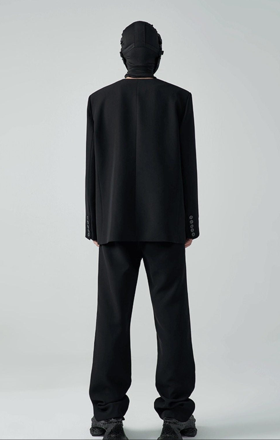 FRKM SC SS Casual Padded Shoulders Collarless Loose Double Button Suit - UNIQUE.