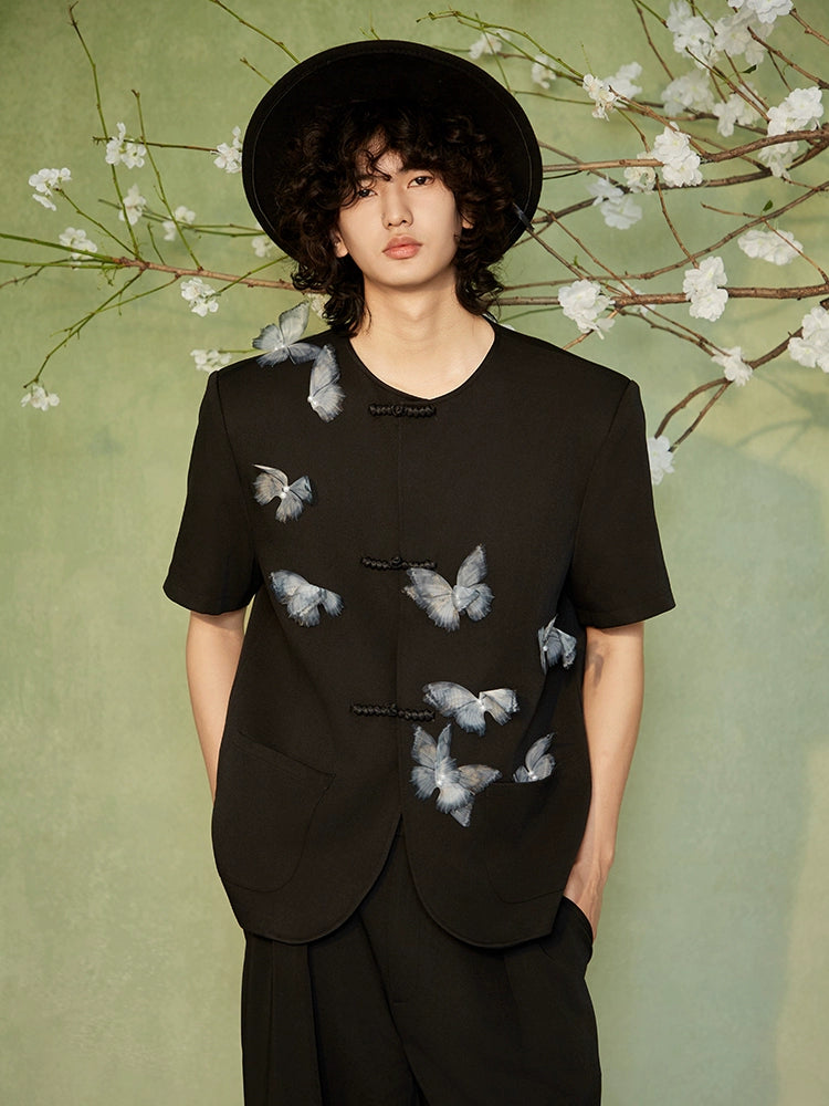 JIECHI  appliqué loose crew neck short sleeve unisex top - DEIRDRE.