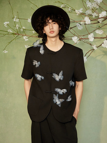 JIECHI  appliqué loose crew neck short sleeve unisex top - DEIRDRE.