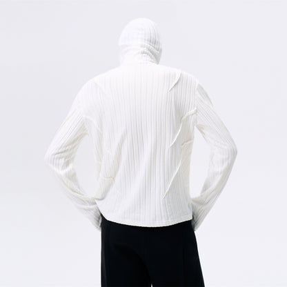 FRKM SCD Hooded Face Mask Vertical Striped Fleece Fall Knit Pullover - ISLA.