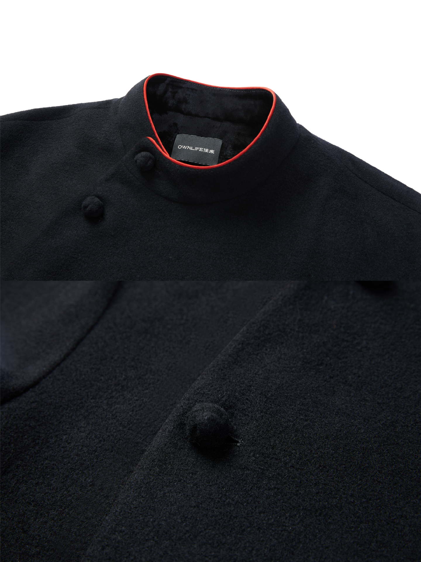 OWNLIFE  imported woolen short coat with partial placket buckles -GRAND.