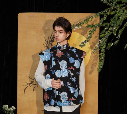 JIECHI stand-up collar multicolor sleeveless vest - WALLY.