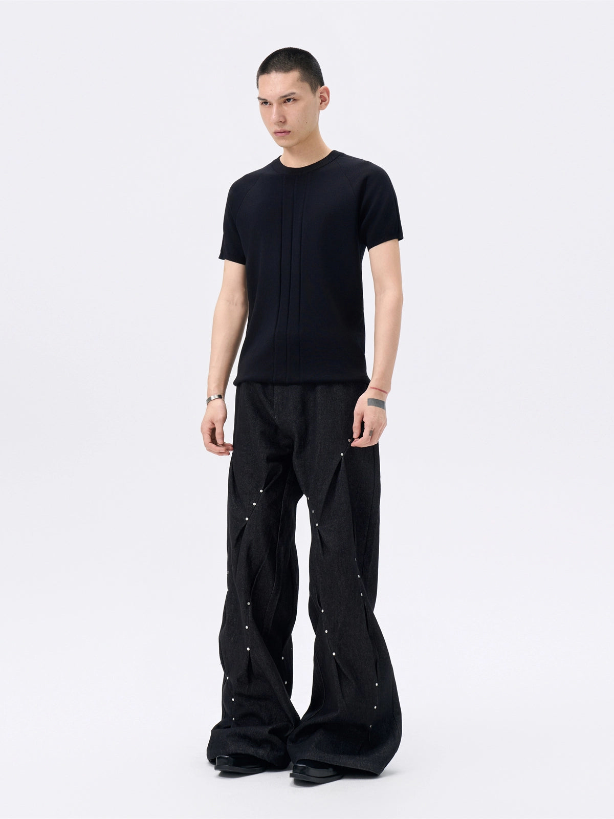 FRKM SCD Pleated Loose Jeans Three-Dimensional Twist A-line Pants - ROMEO.