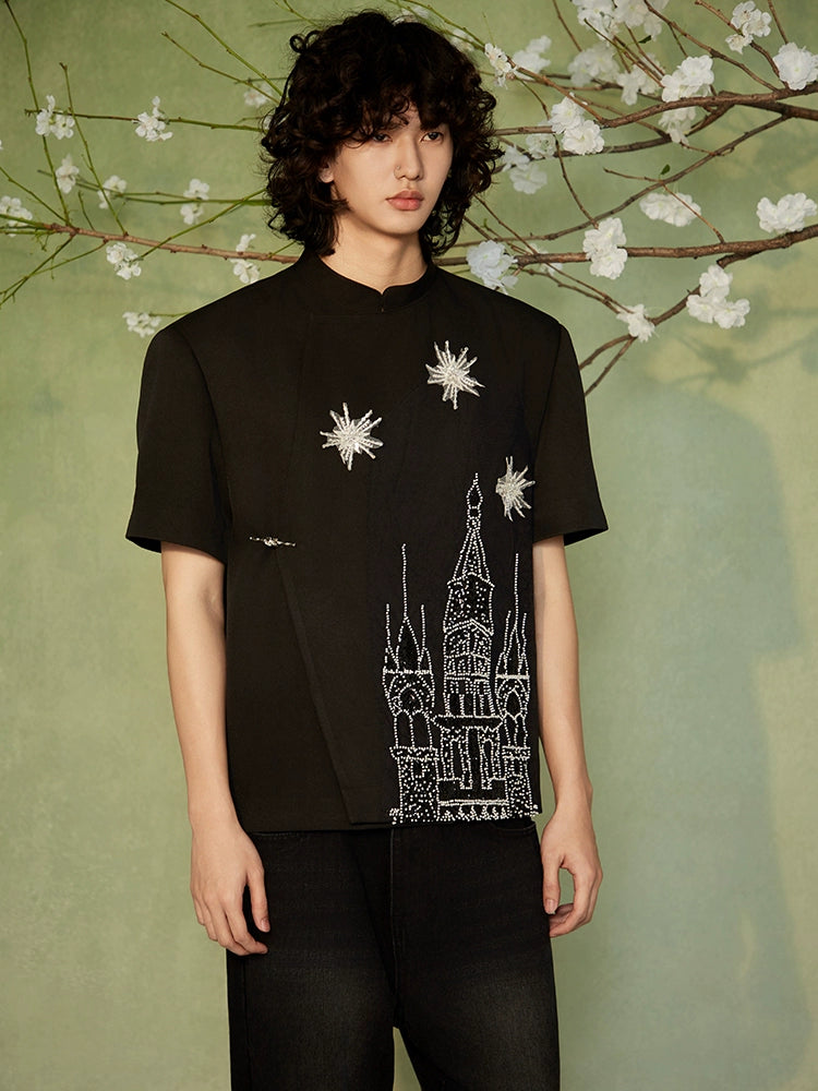 JIECHI loose embroidery round neck short sleeve unisex T-shirt - FANRIC.