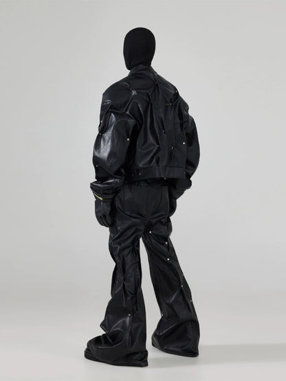 FRKM SCD Handmade rivet inlay pinch pleats leather jacket pant - LONDON.