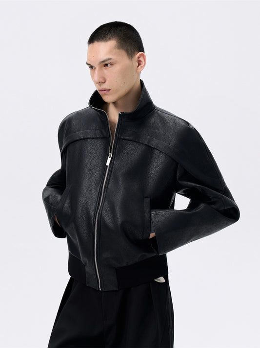 FRKM SCD Cracked Waist Leather Curved Split Short Jacket - MARION.