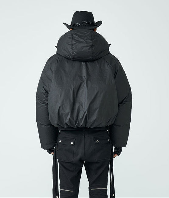 FRKM SCD FW 90 White Duck Down Thick Hooded Neutral Short Jacket - MALCOLM.