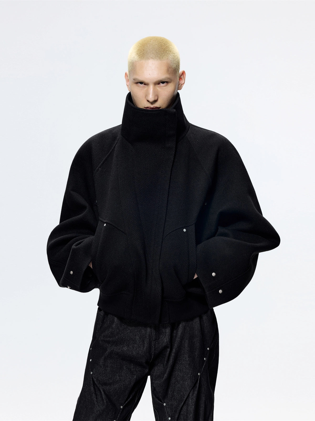 FRKM SCD Loose woolen cocoon-shaped thickened stand-up collar coat - FINN.