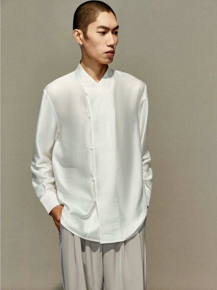 OWNLIFE acetic acid improved collar seersucker texture shirt - DAVE.