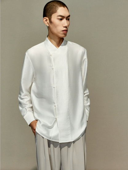 OWNLIFE acetic acid improved collar seersucker texture shirt - DAVE.