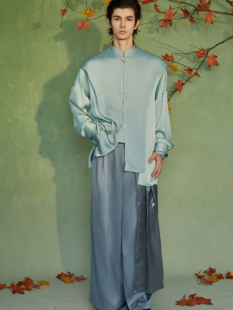 JIECHI  casual satin loose long-sleeved shirt - RILEY.