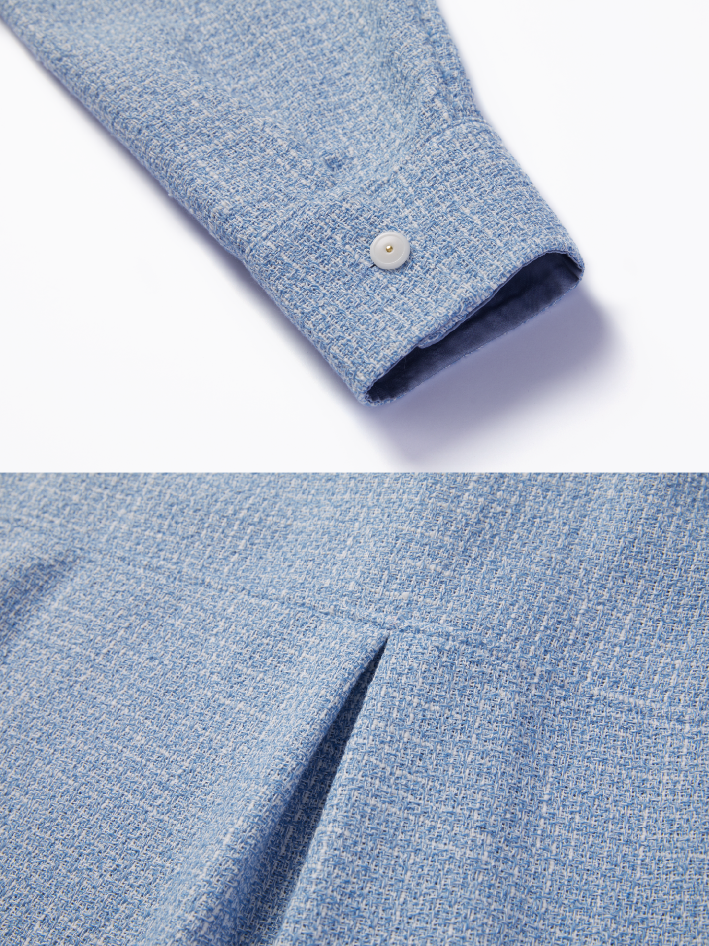 OWNLIFE blue slanted collar long sleeve casual shirt - JAW.