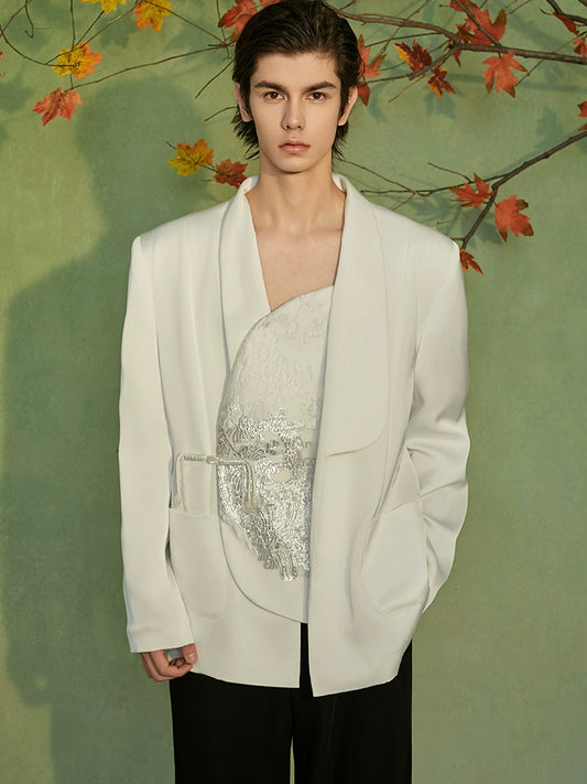 JIECHI  embroidered white irregular bias suit  - QUOTE.