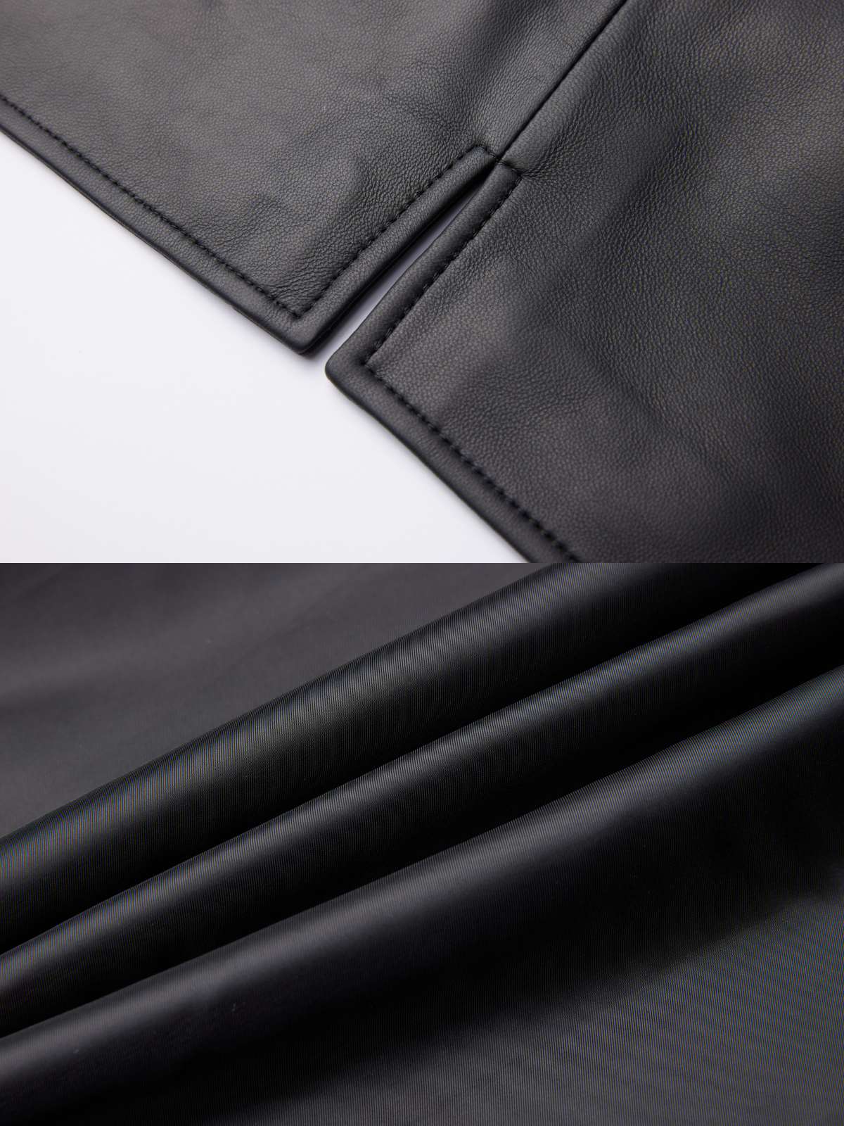 OWNLIFE Stand Collar Sling Loose Sheepskin Leather Jacket - PAT.