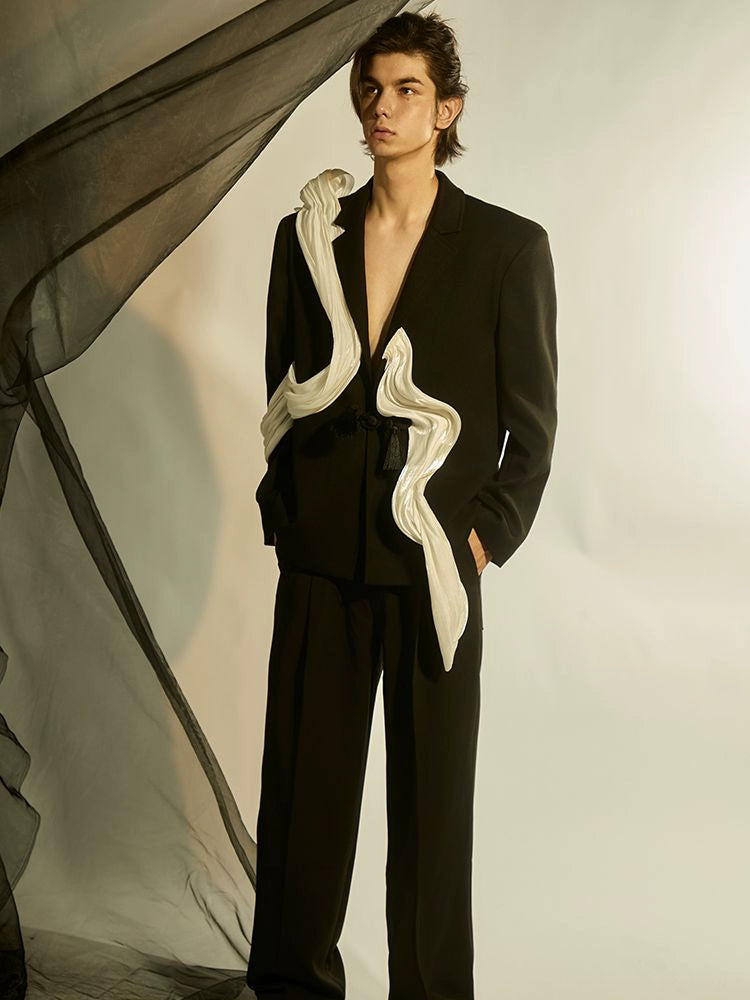JIECHI  casual loose long sleeved artistic black suit - WELLS.