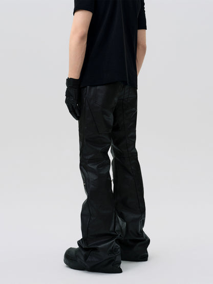 FRKM SCD Deconstructed Panelled Waxed Coated Bootcut Pants- VICK.