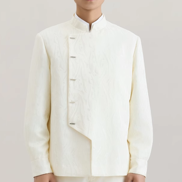 OWNLIFE white willow leaf jacquard brocade jacket and suit set - DREAM.