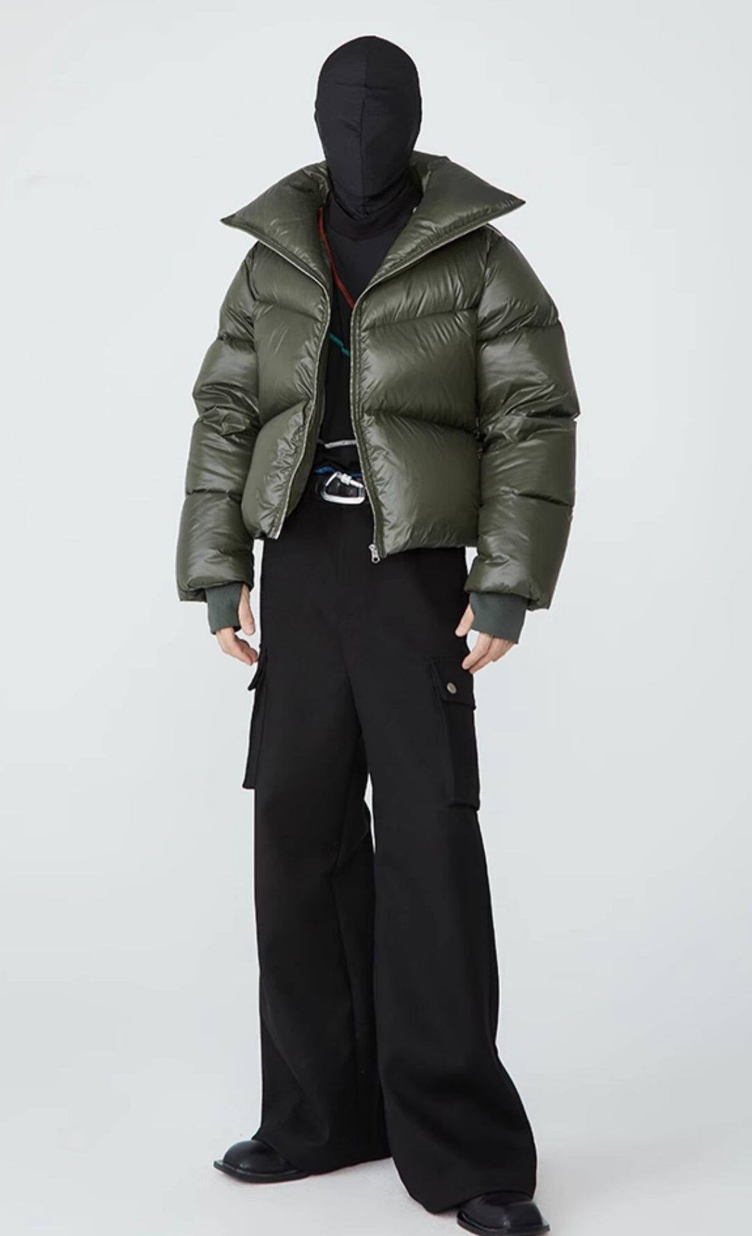 FRKM SCD 90 White Duck Down Neutral Short Collar Black Thick Jacket - TRENTON.