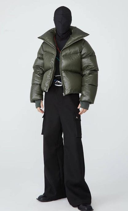 FRKM SCD 90 White Duck Down Neutral Short Collar Black Thick Jacket - TRENTON.
