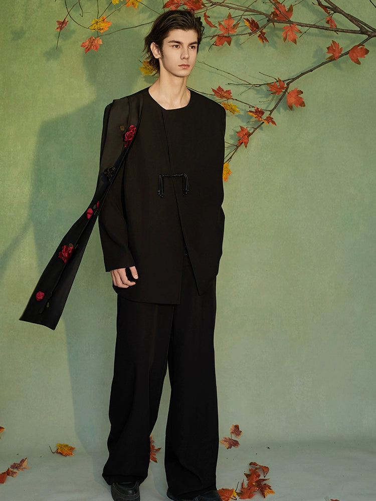 JIECHI disc buckle casual loose blazer men's high-end suit - OWL.