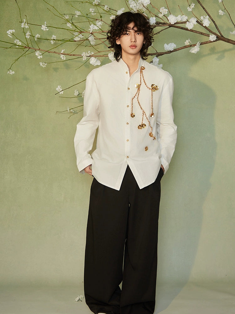 JIECHI casual oxford white loose long-sleeved shirt - CAYDEN.