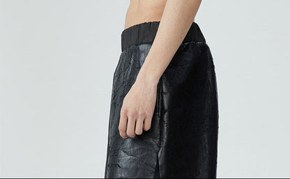 FRKM SCD SS summer heavy coated wax unisex slit loose stitching wide-leg shorts - ERILA.