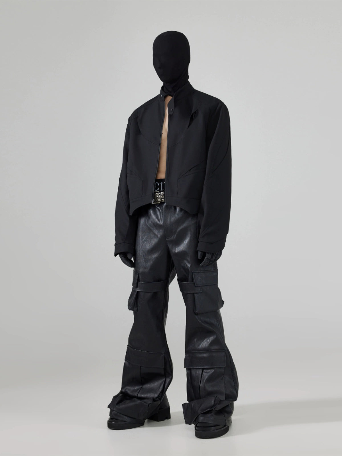 FRKM SCD Shaped Cutout Deconstructed Short Loose Black Jacket - HENDRICK.