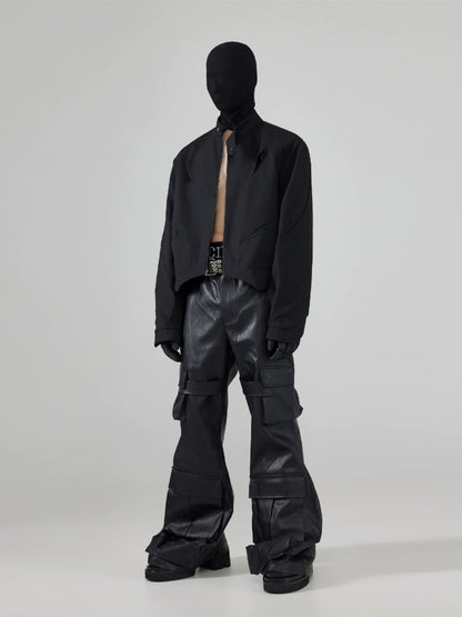 FRKM SCD Shaped Cutout Deconstructed Short Loose Black Jacket - HENDRICK.