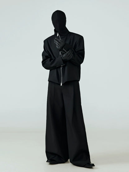 FRKM SCD Stand Collar Black Cropped Jacket - QUIET.