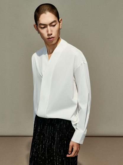 OWNLIFE cross-collared shirt Hanfu bamboo fiber texture - ROB.