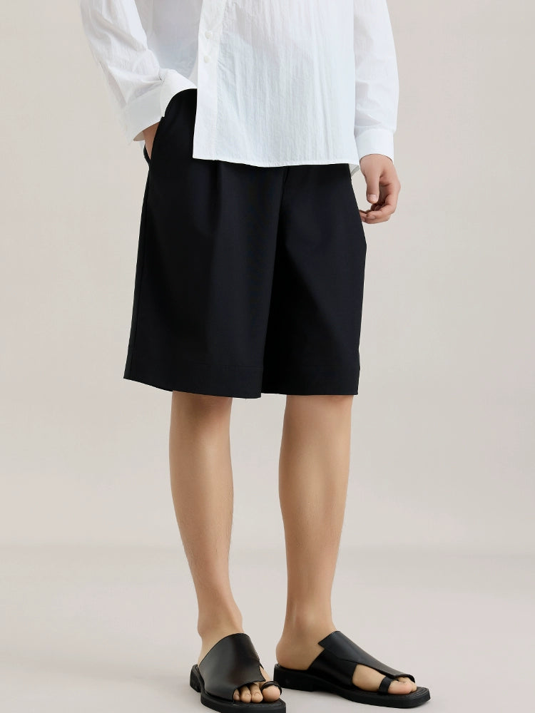 OWNLIFE Cool Wool Slimming Cropped Shorts - RICH.