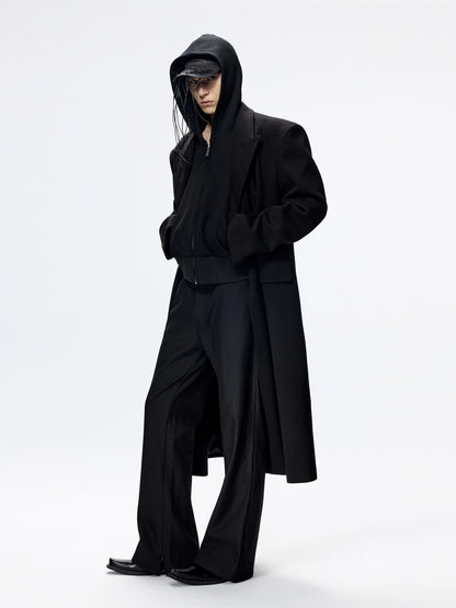 FRKM SCD Tweed Loose Black Shoulder Padded Thickened Coat- LIONEL.