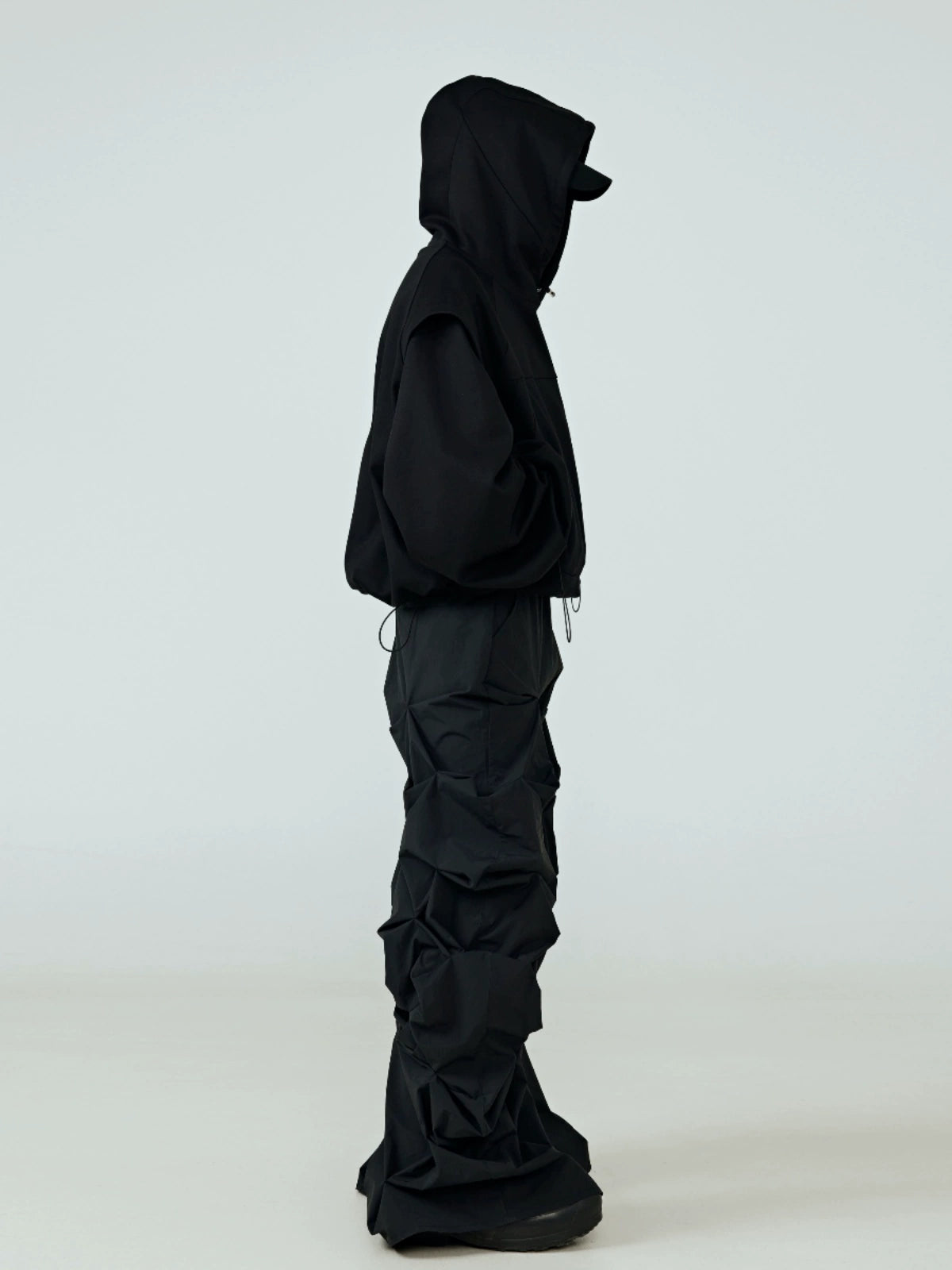 FRKM SCD Three-dimensional Pinch-Pleated Black Wide-leg Pants - OTIS.